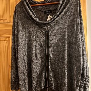 Comfy USA Women's Black and White Cowl Neck Sweater